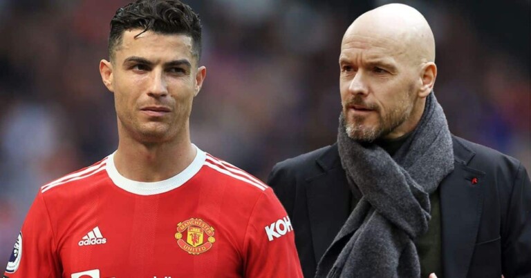 Cristiano Ronaldo et Erik ten Hag lors d'un match de Manchester United