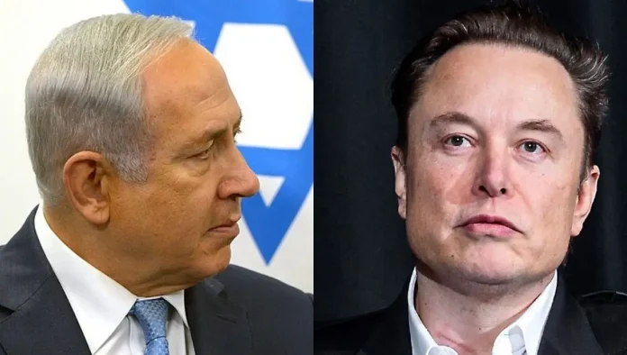 Le Premier ministre israÃ©lien Benyamin Netanyahou et Elon Musk, le propriÃ©taire de X (anciennement Twitter)