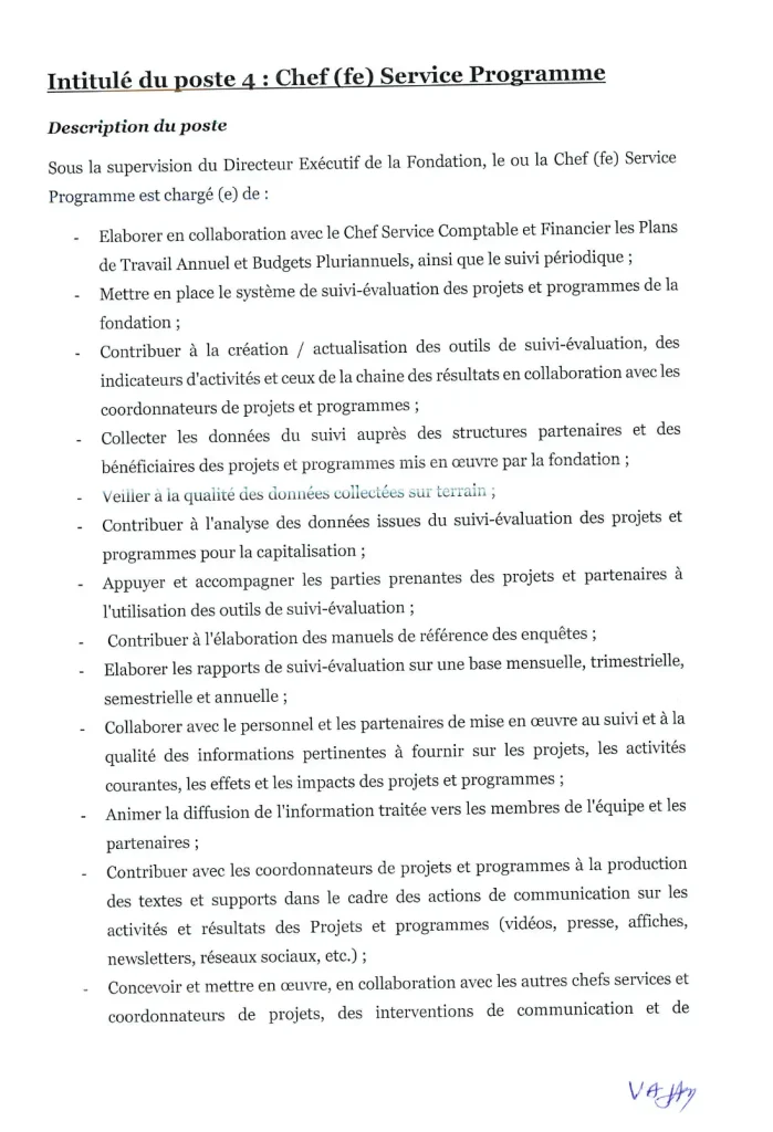 Recrutement Fondation