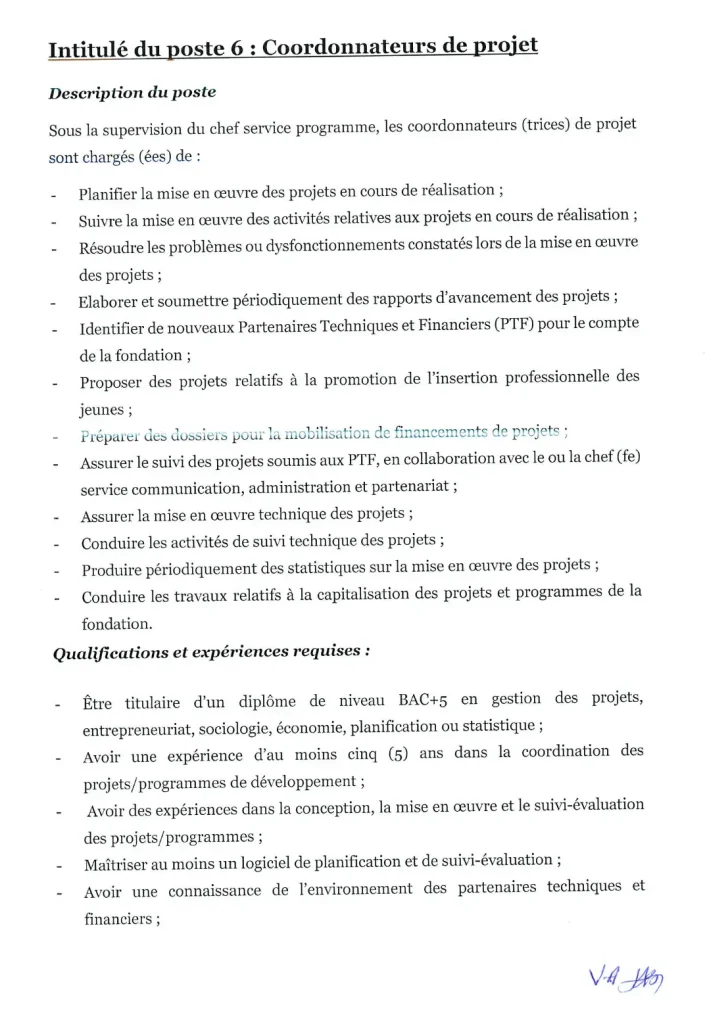 Recrutement Fondation