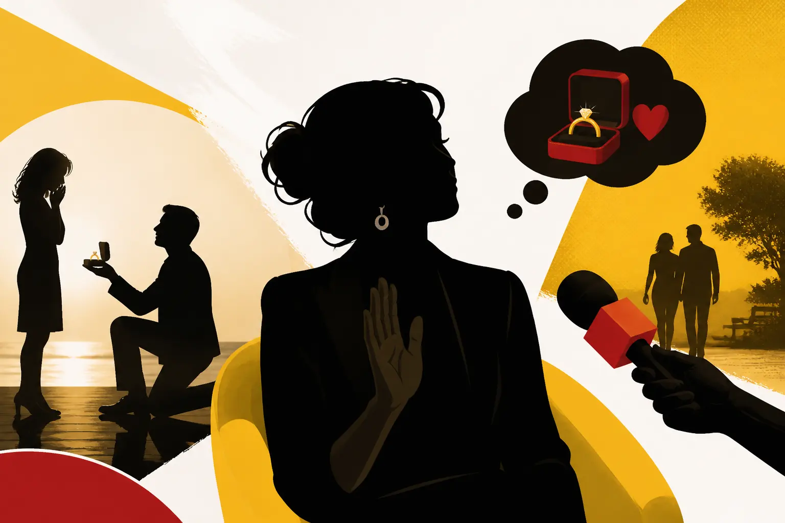 Illustration editoriale pour Mélanie Page refuse de dévoiler les détails de la demande en mariage de Nagui lors d’une interview