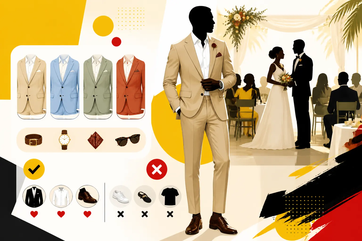 Illustration editoriale pour Tenues de mariage : ce qui séduit et ce qui fait fuir
