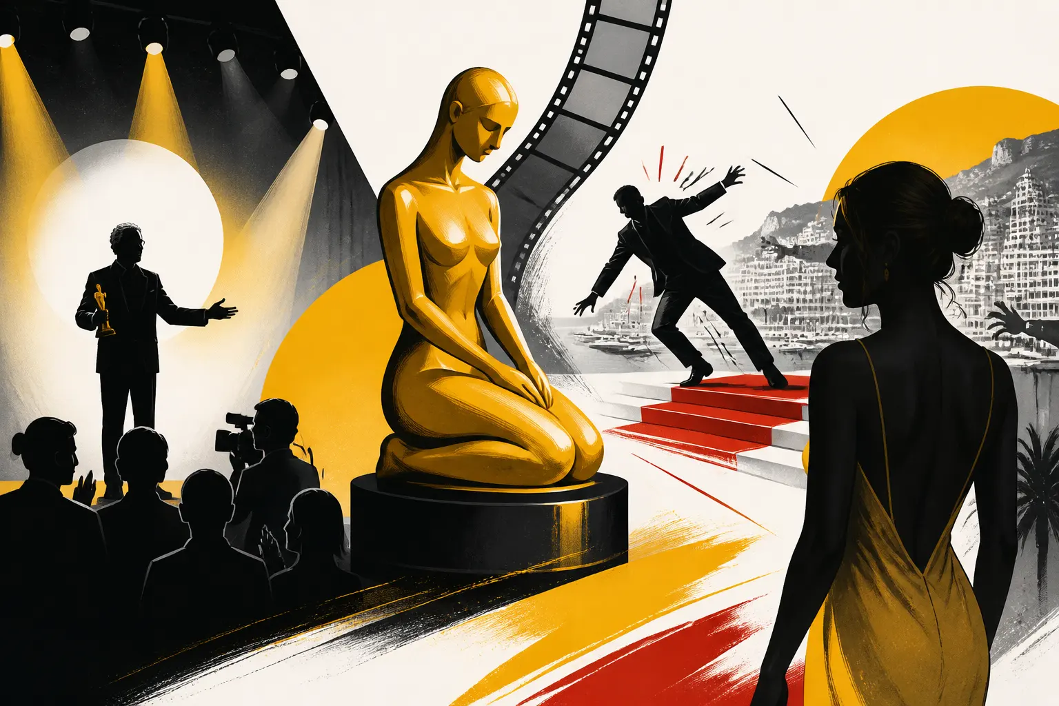 Illustration editoriale pour Michel Drucker reçoit la Nymphe d&rsquo;honneur et évite une chute à Monte‑Carlo
