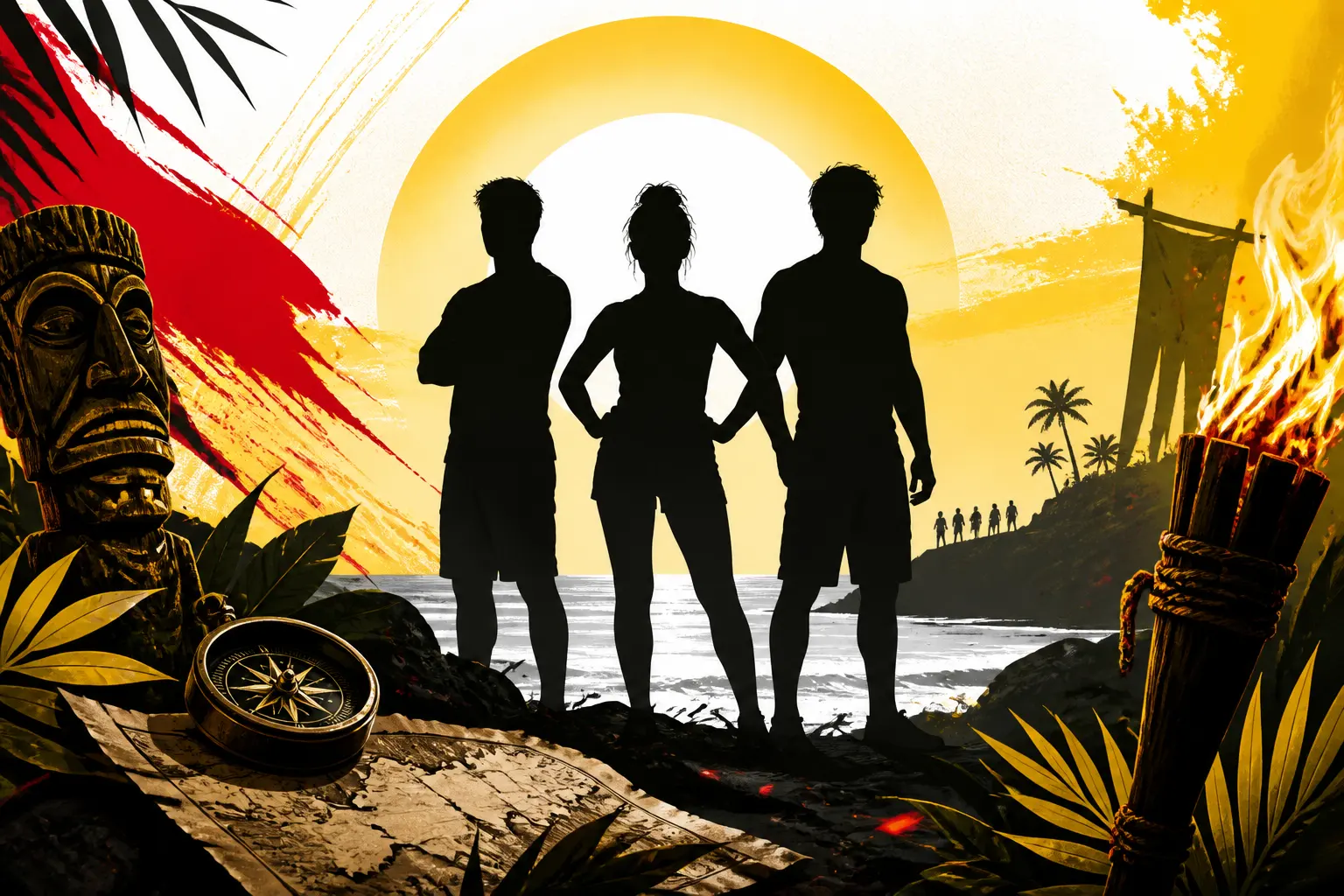 Illustration editoriale pour Freddy, Clémentine et Ugo dévoilés dans le casting cinq étoiles de Koh-Lanta All-Stars