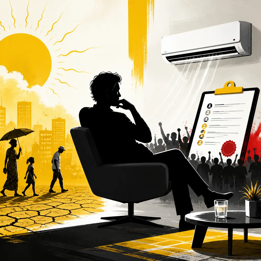 Illustration editoriale pour Yann Barthès : 20 000 signatures réclament la coupure de sa climatisation à domicile
