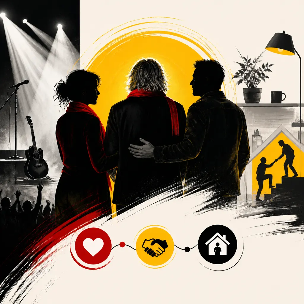 Illustration editoriale pour Renaud : en couple avec Cerise, il vit aussi avec un homme