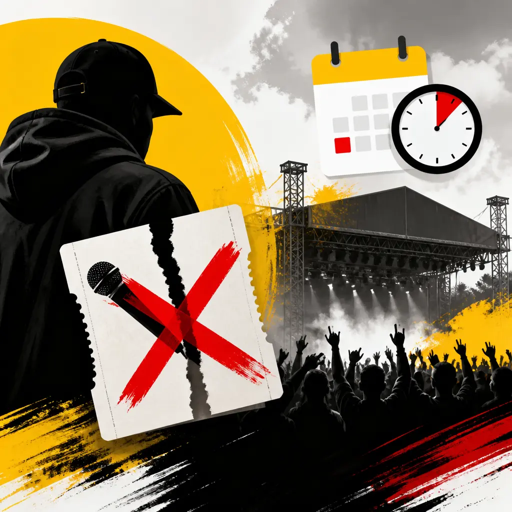 Illustration editoriale pour Booba annule au dernier moment sa présence aux Ardentes 2026 en Belgique