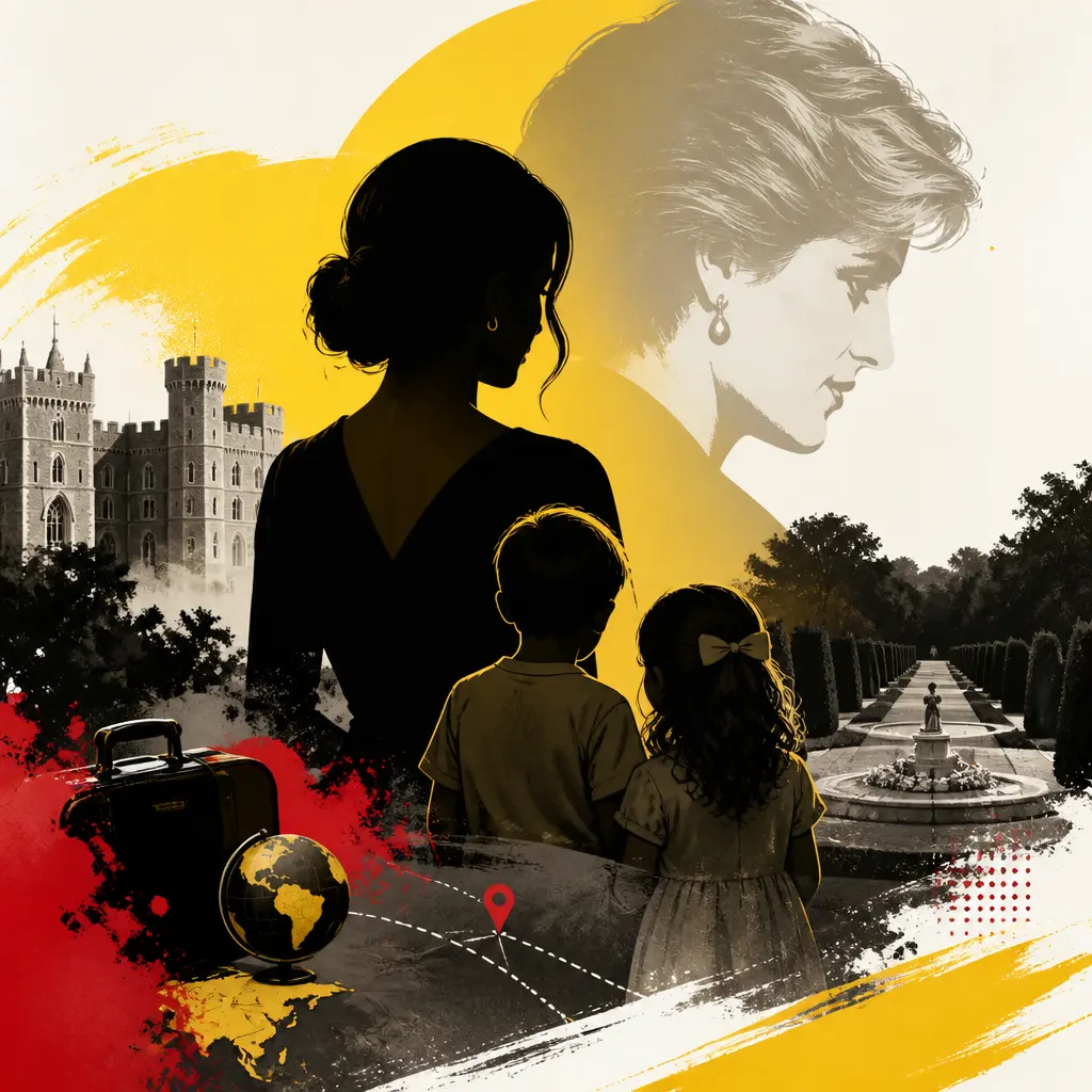 Illustration editoriale pour Meghan Markle publie des clichés d’Archie et Lilibeth au domaine où repose Diana