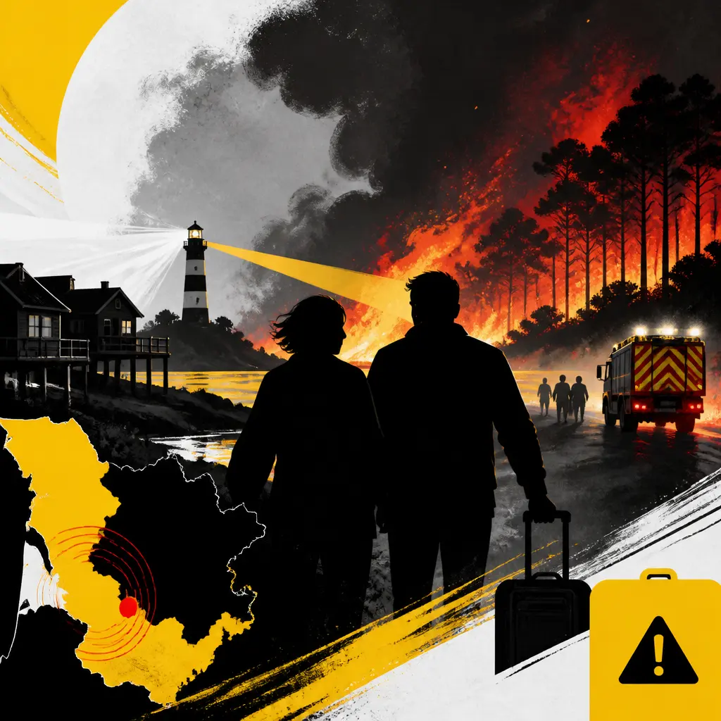Illustration editoriale pour Sophie Davant et William Leymergie évacués d’urgence en pleine nuit à cause d’un incendie en Gironde