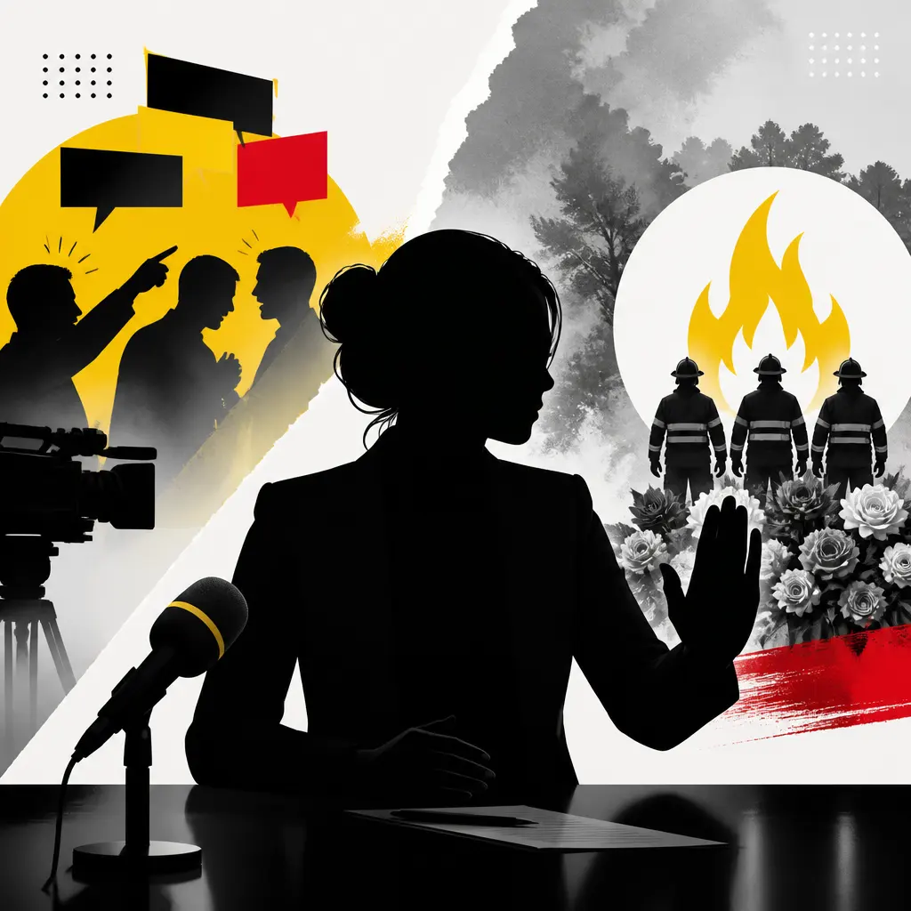 Illustration editoriale pour Anne Seften se défend après l’accusation d’un fou rire lors d’un hommage aux pompiers avant son départ de BFMTV