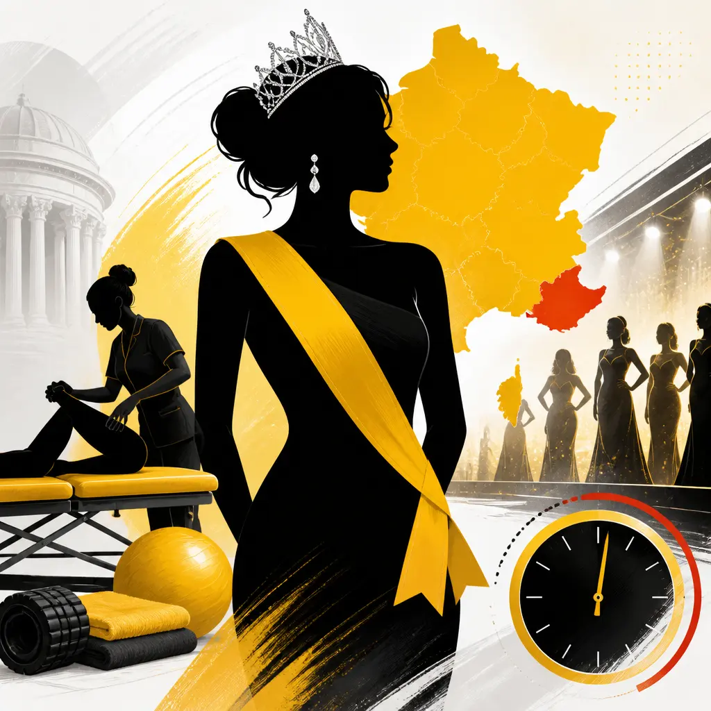Illustration editoriale pour Miss France 2027 : Ophélie Vitalbo, kinésithérapeute de 27 ans, élue Miss Provence