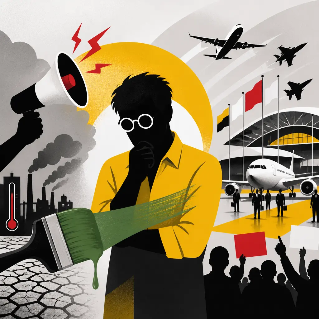 Illustration editoriale pour Jamy Gourmaud accusé de greenwashing après un partenariat avec le Salon du Bourget
